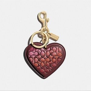 Coach leather heart monogram key charm
